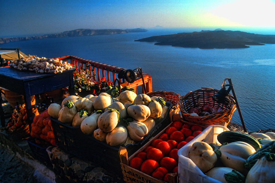 Greek food at Santorini Photograph by David Smith