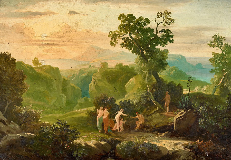 Greek Landscape with the Judgement of Paris Painting by Heinrich Gaertner