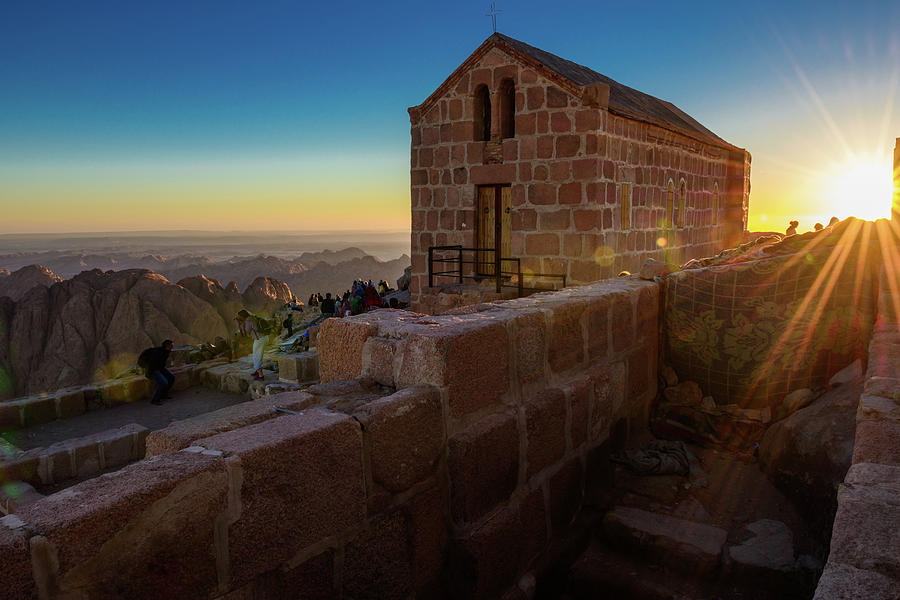 Greek Orthodox Chapel on top of Mount Sinai at sunrise Photograph by ...