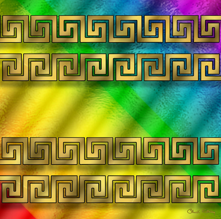 Greek Pattern on Glass - Rainbow Digital Art by Chuck Staley