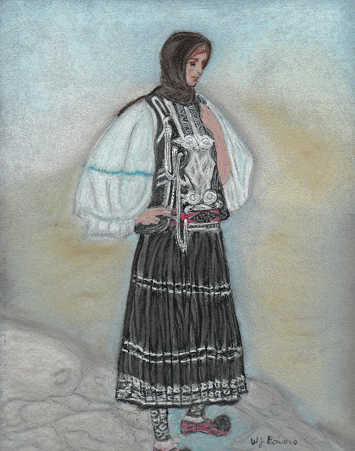 Greek Painting - Greek peasant girl by William Bowers
