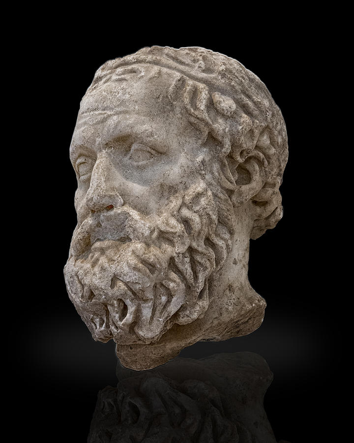 A bust of Aeschylus a great Greek poet. Photograph by Gary Warnimont