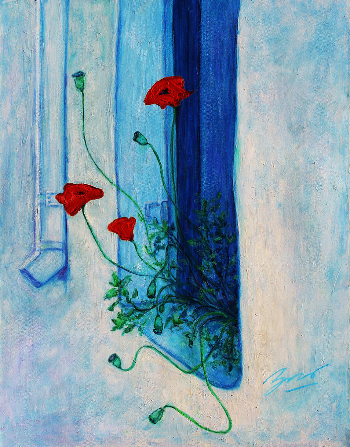 Greek Poppies Painting by Xueling Zou