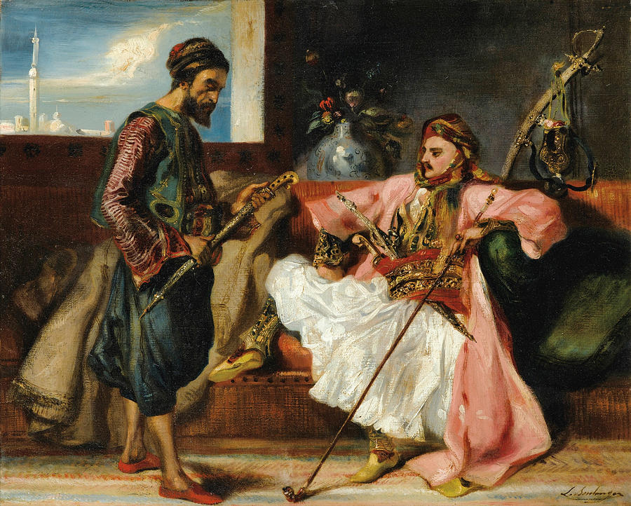 Greek Soldiers in an Interior Painting by Louis Boulanger