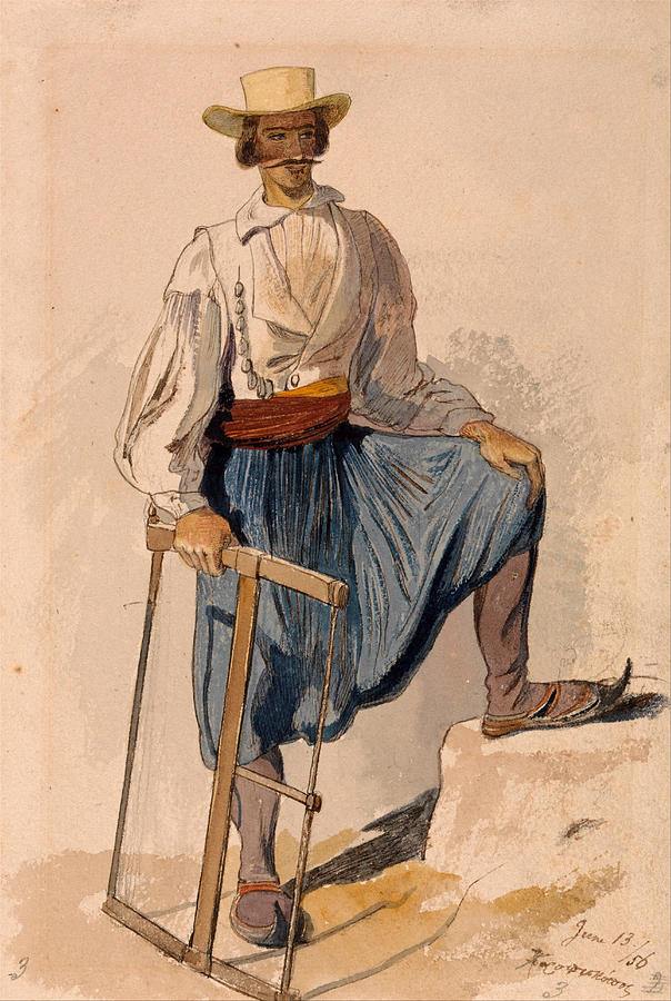 Greek Woodcutter 13 June 1856 Drawing by Edward Lear