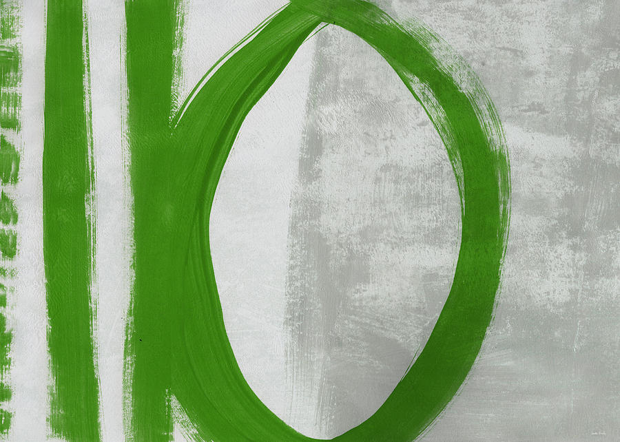 Green Abstract Circle 1- Art by Linda Woods Painting by Linda Woods