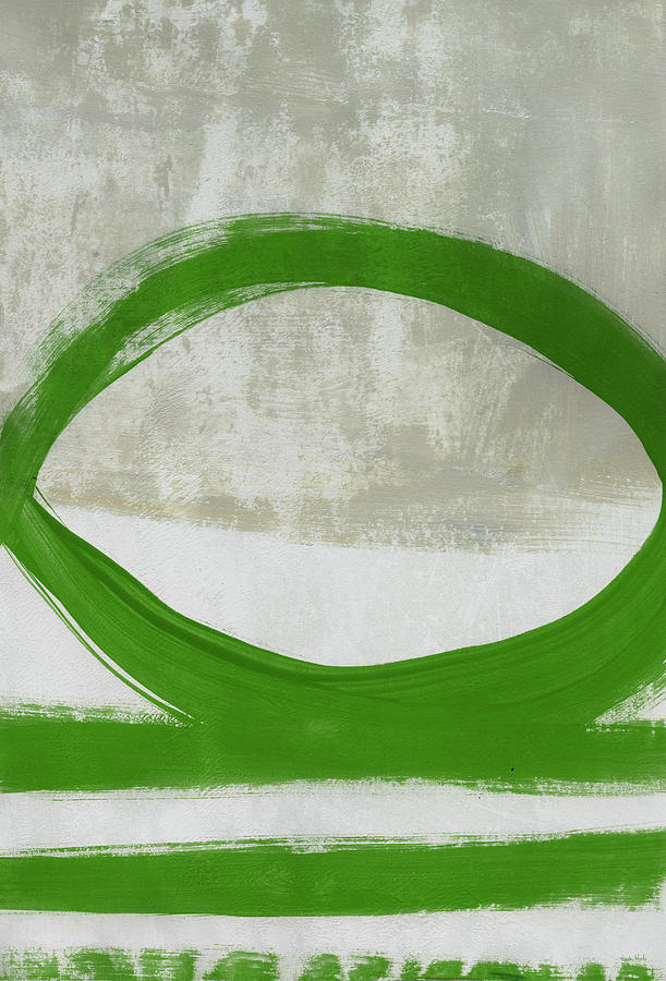 Green Abstract Circle Vertical- Art by Linda Woods Painting by Linda Woods