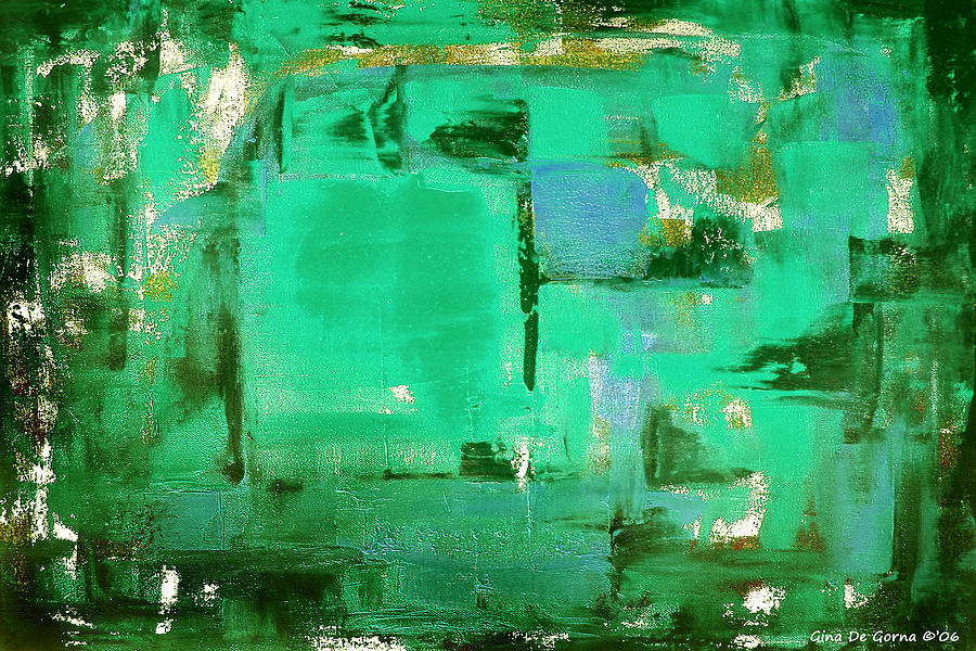 Green Abstract Painting by Gina De Gorna