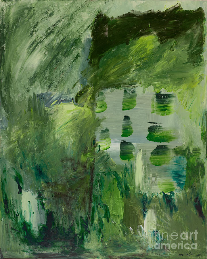 Abstract Painting - Green Abstract by Noa Yerushalmi