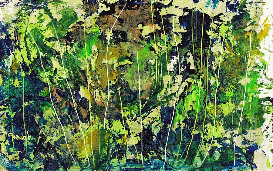 Green abstract Painting by Sukhpal Grewal - Pixels