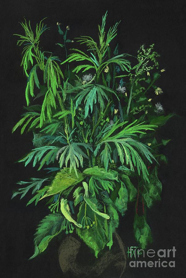 Green and Black Painting by Julia Khoroshikh