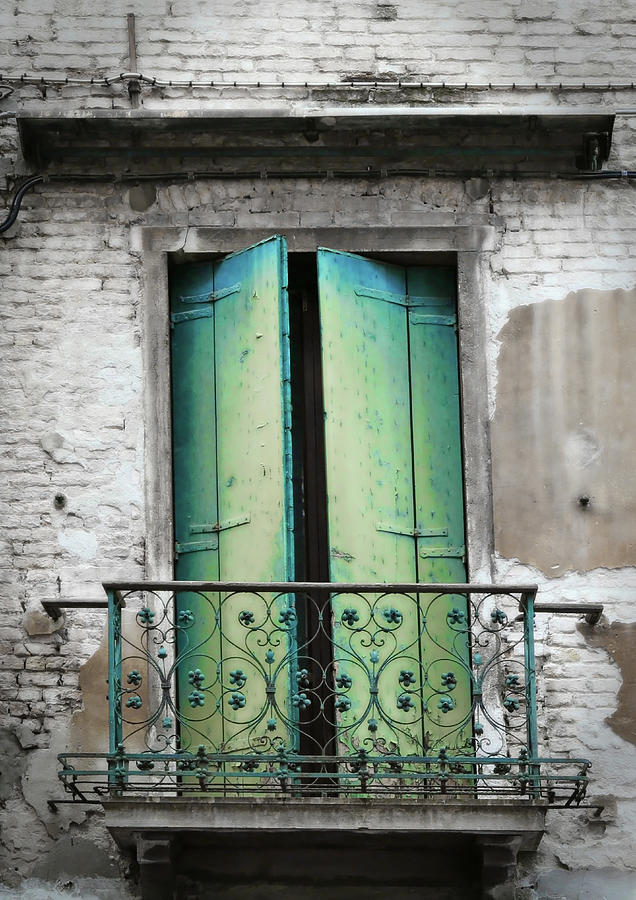 Green and Blue Balcony Door Photograph by Brooke T Ryan