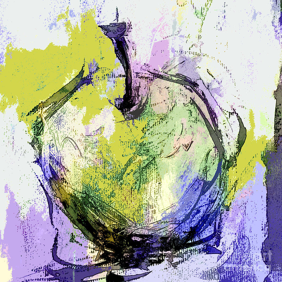 Green and Purple Apple Painting by Tracy-Ann Marrison
