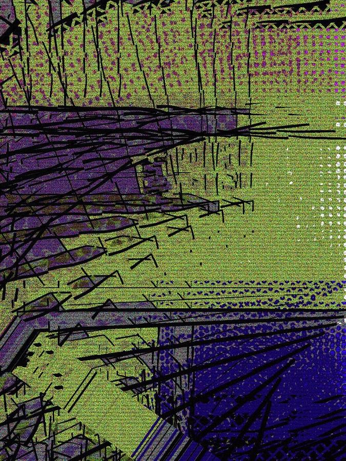 Abstract Digital Art - Green and Purple Field by Cooky Goldblatt
