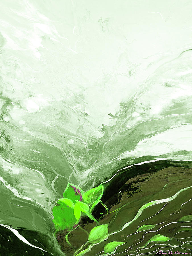 Green and Silver Painting by Gina De Gorna