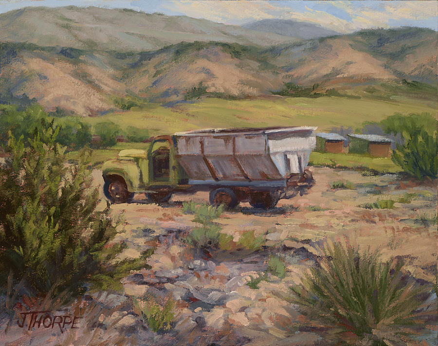 Green and Silver Truck Painting by Jane Thorpe