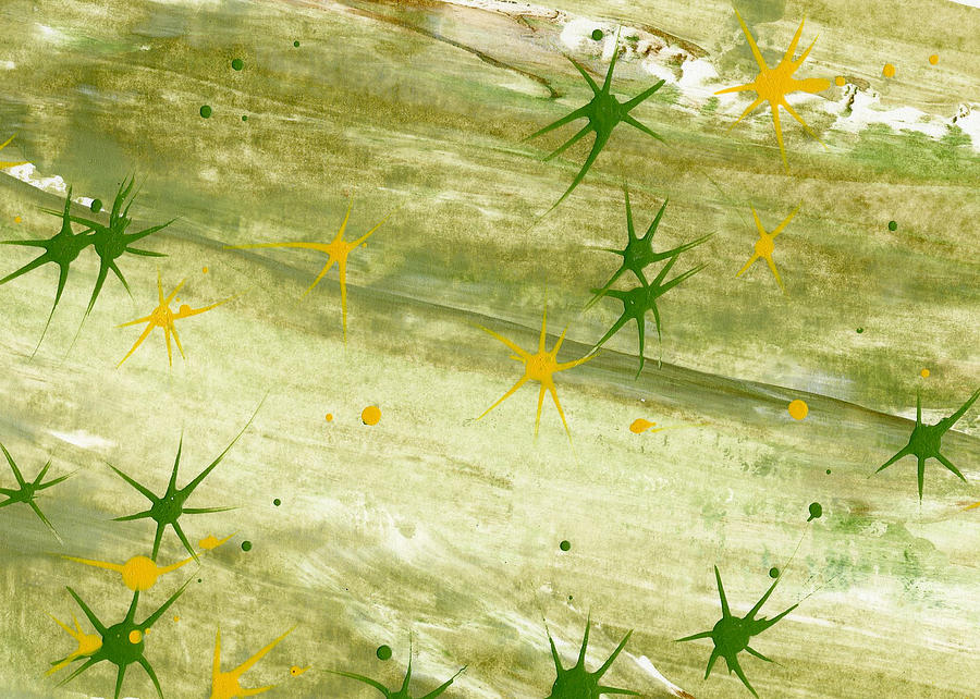 Green and Yellow Stars Painting by Lori Kingston
