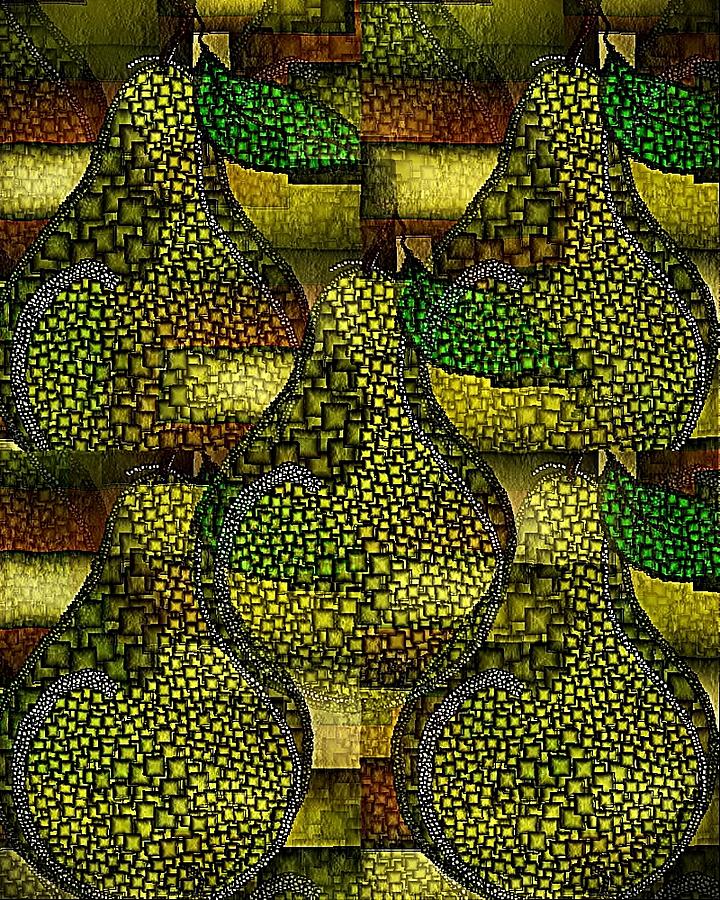 Abstract Digital Art - Green Anjou Pear Abstract by Terry Mulligan
