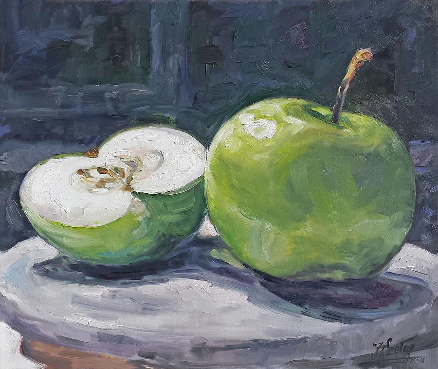 Green apple Painting by Irek Szelag