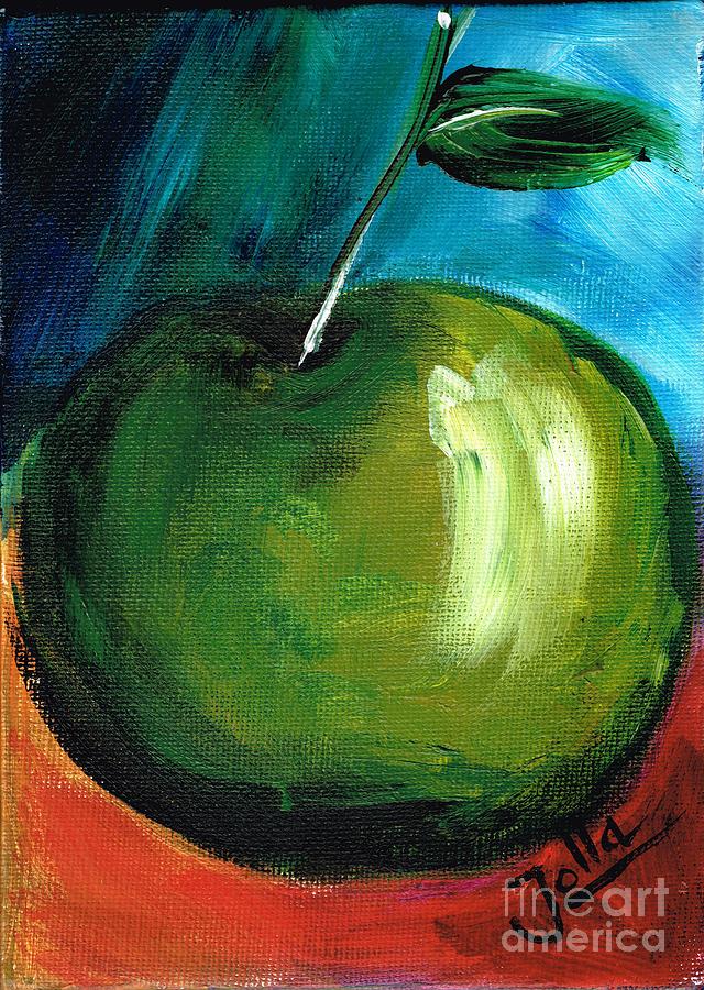 Green Apple Painting by Jolanta Anna Karolska