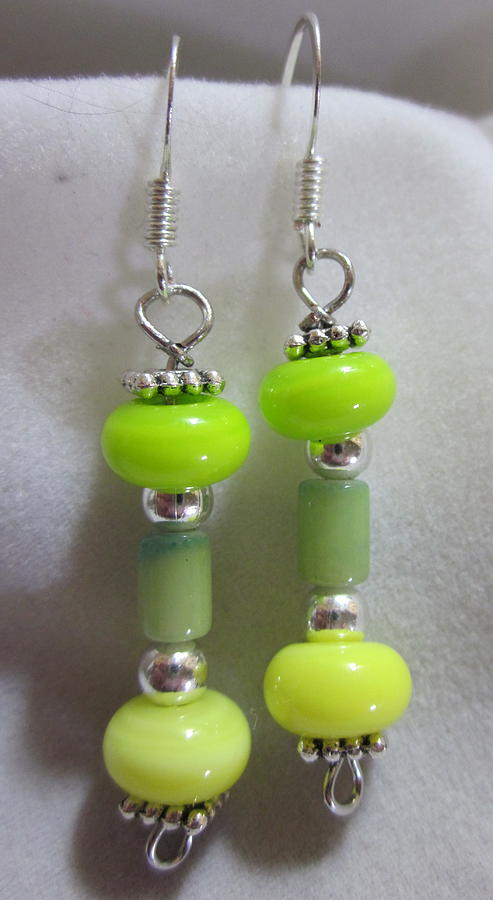 Jewelry Jewelry - Green Apple Neon and Yellow Earrings by Janet  Telander