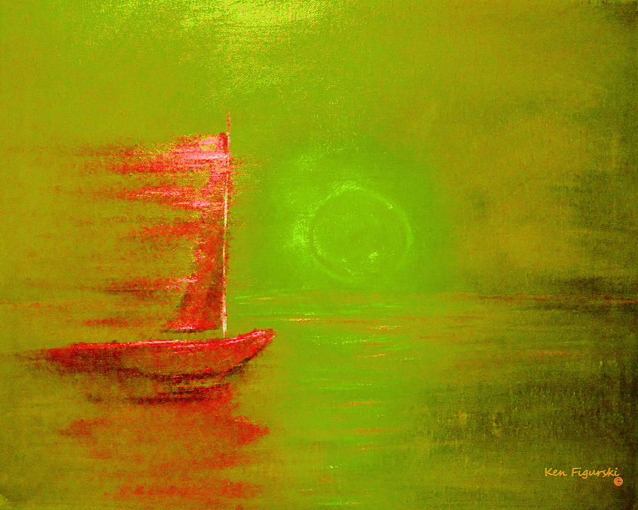 Green Apple Sail Painting by Ken Figurski