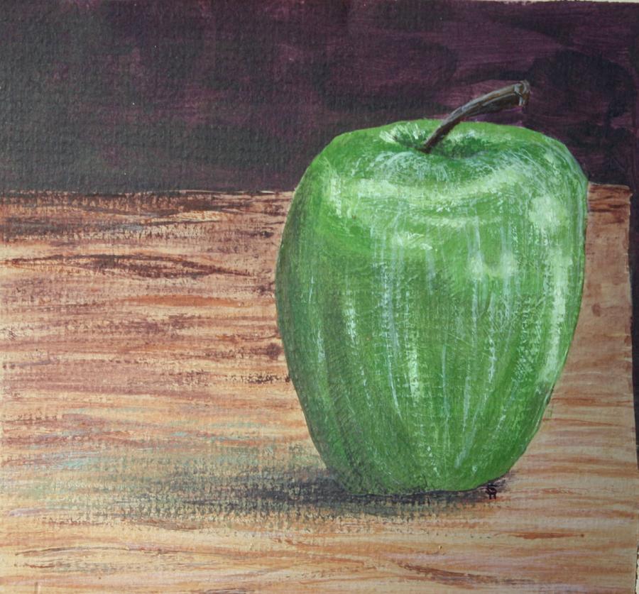 Green Apple Painting by Sheri Parris