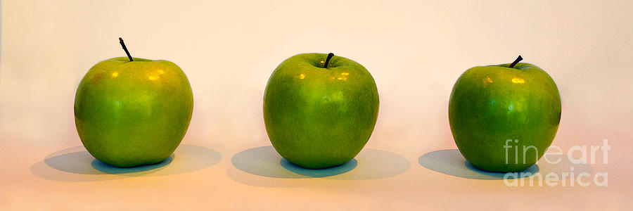 Apple Photograph - Green Apple Trio by Catherine Sherman