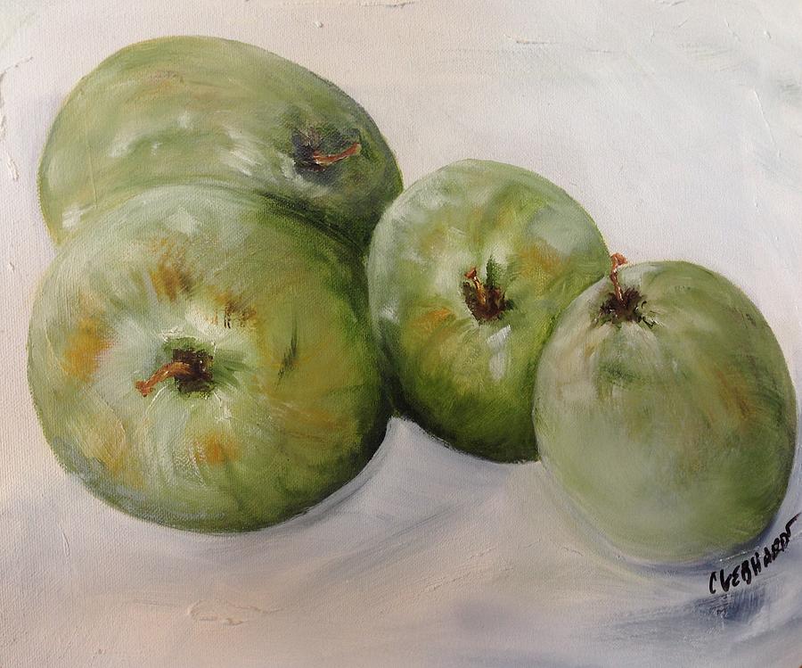 Green apples Painting by Chuck Gebhardt