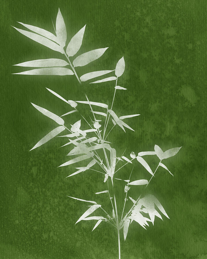 Green Bamboo 3- Art by Linda Woods Mixed Media by Linda Woods