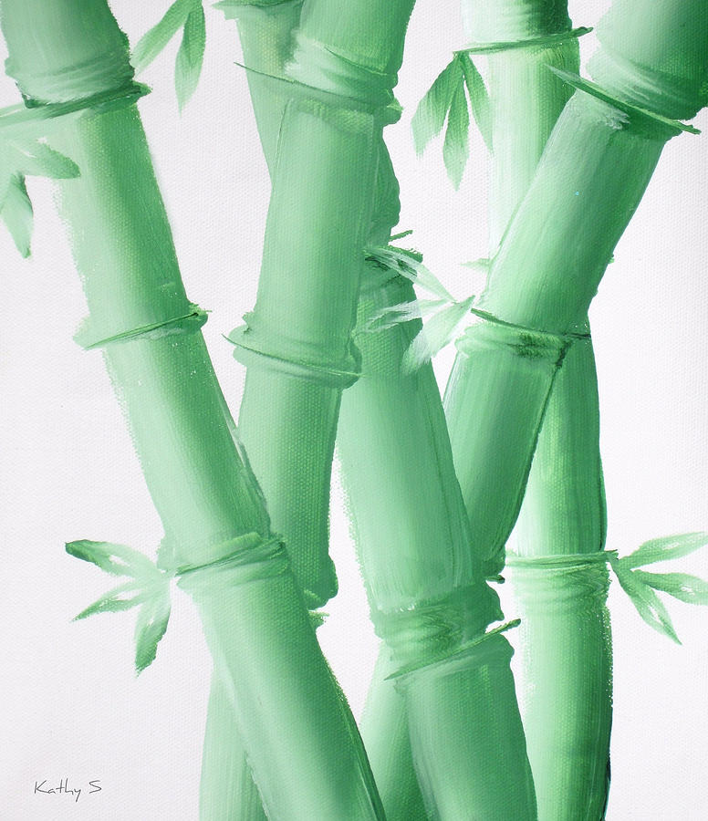 Green  Bamboo Painting by Kathy Sheeran