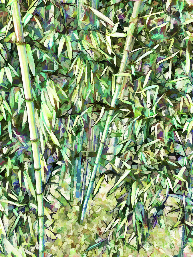 Green bamboo tree Painting by Jeelan Clark