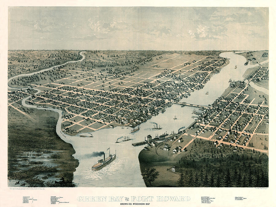 Map Of Green Bay 1867 Photograph by Andrew Fare