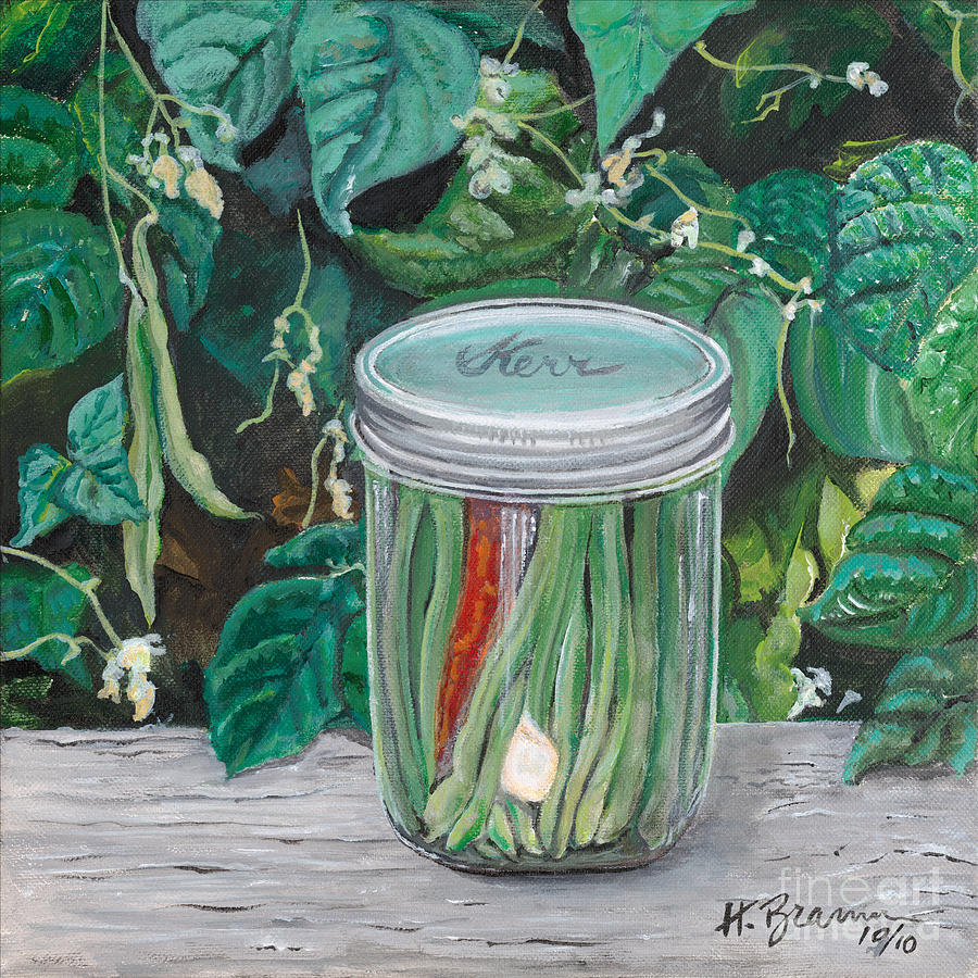 Green Beans Painting by Holly Bartlett Brannan