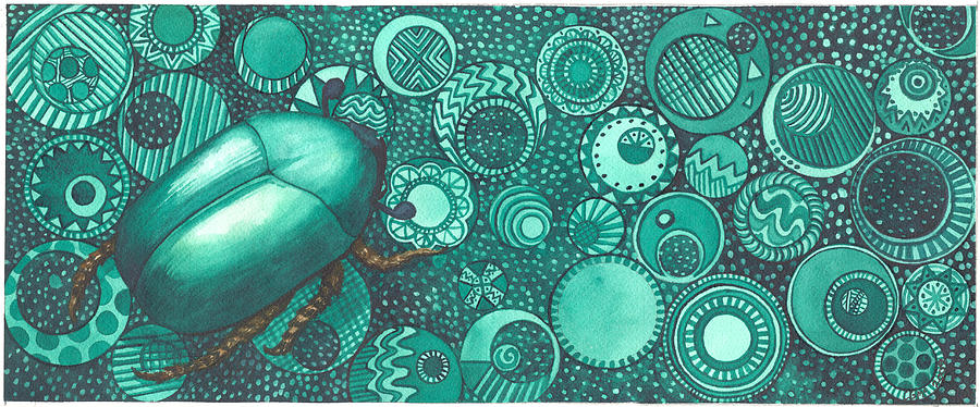 Green Beetle Painting by Catherine G McElroy