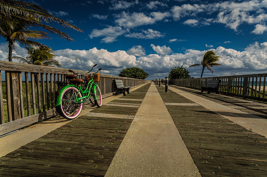 Bicycle Photograph - Green Bike at the Beach by Rick Strobaugh