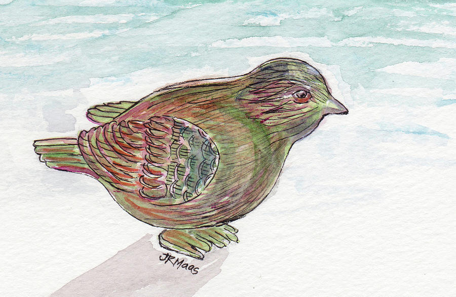 Green Bird Painting by Julie Maas