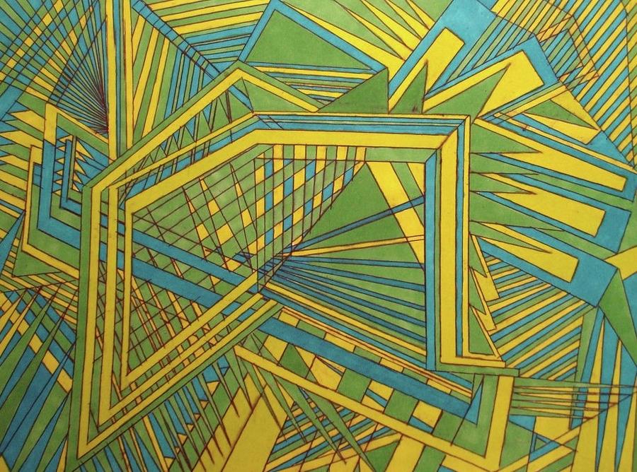 Pattern Drawing - Green Blue Yellow by Modern Metro Patterns and Textiles