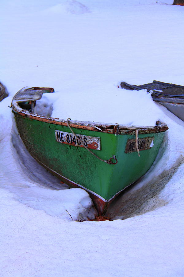 Green Boat In The Snow Photograph by Doug Mills
