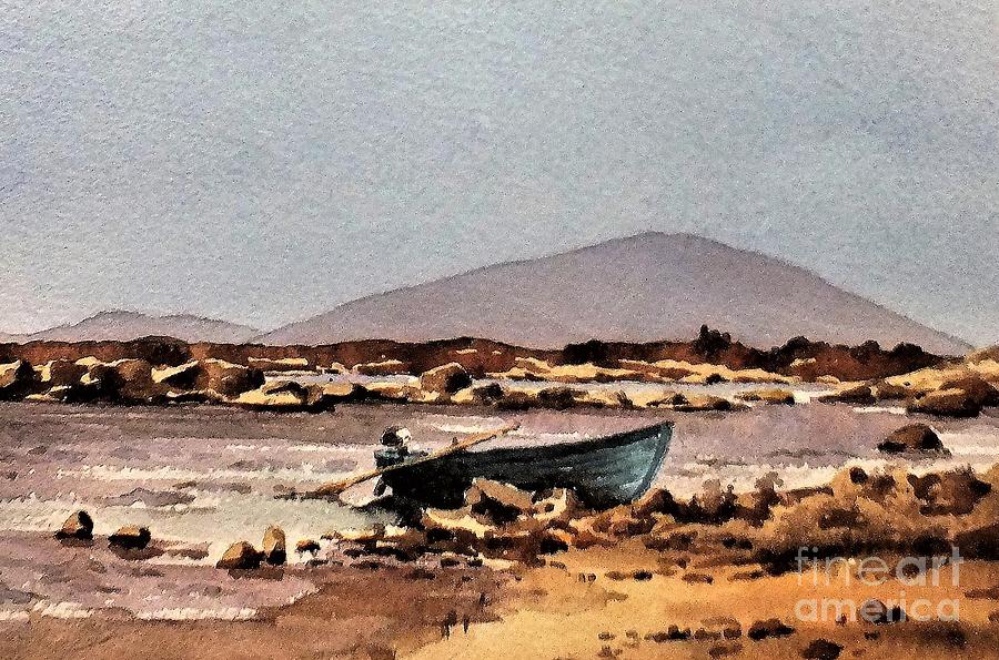 F 771  Green Boat on Lough Cullen, Mayo.. Painting by Val Byrne