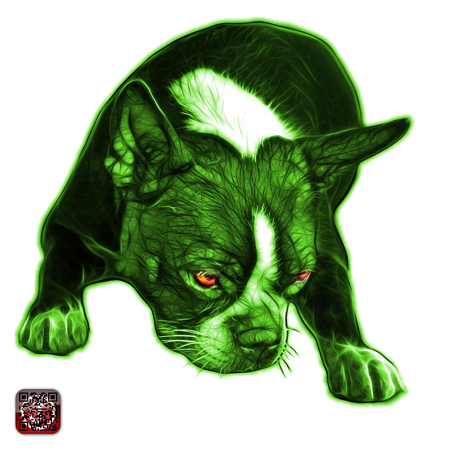 Green Boston Terrier Art - 8384 - WB Mixed Media by James Ahn
