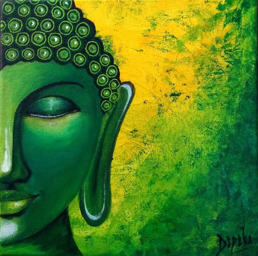 Green Buddha Painting by Dipika Kurade - Fine Art America