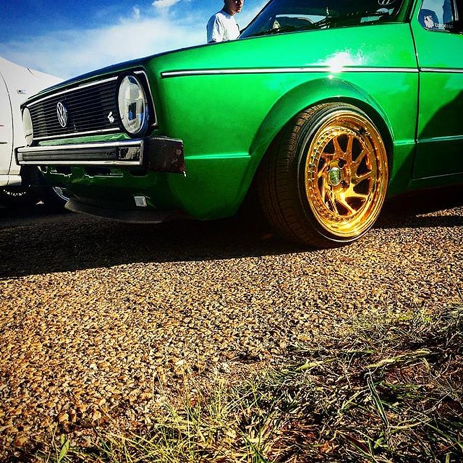 Caddy Photograph - Green Caddy With Gold Rims by Devin Workman