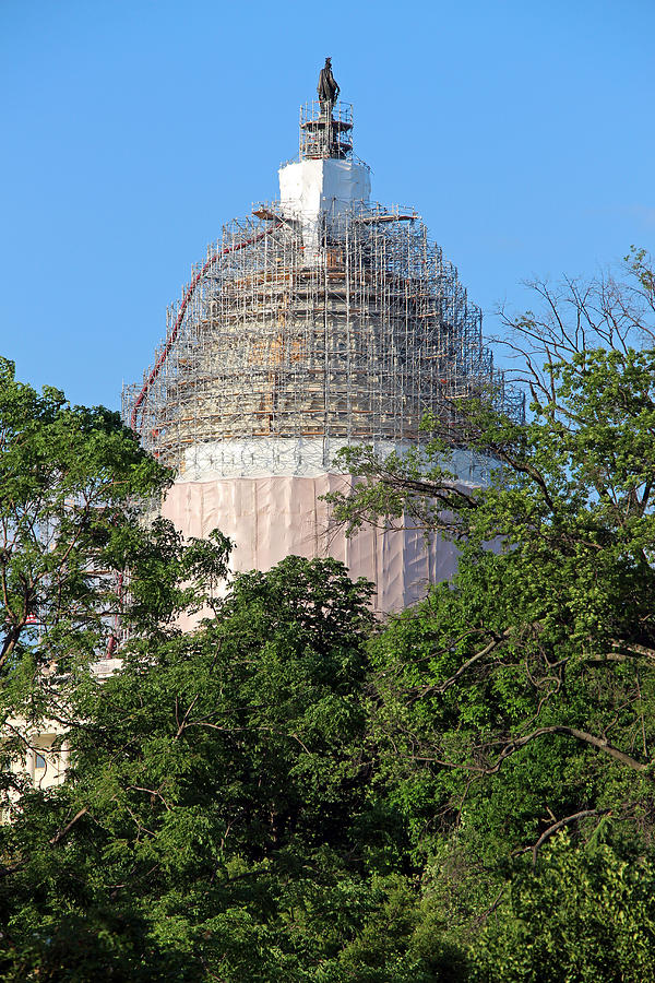 Green Capitol Dome Scaffolding Photograph by Cora Wandel