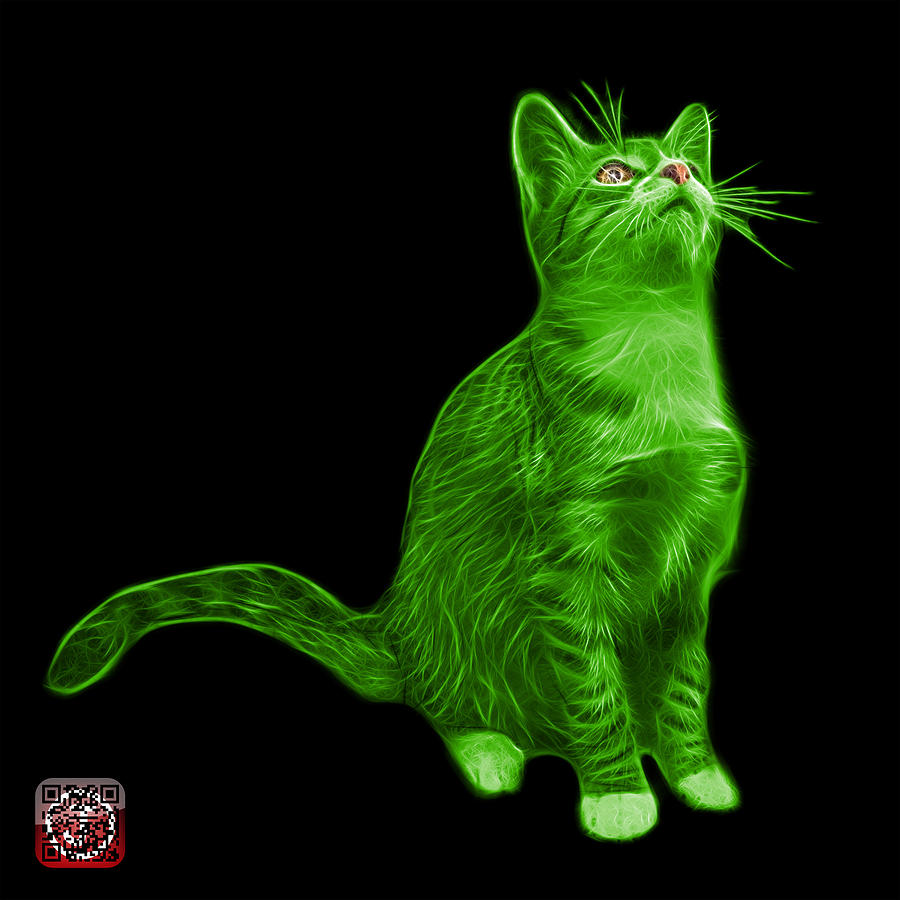 Green Cat Art - 3771 BB Painting by James Ahn