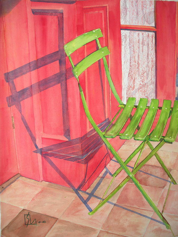 Green Chair Painting by Lee Stockwell