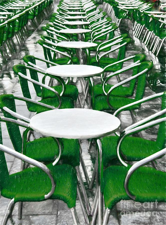 Green Chairs In Venice Photograph by Mel Steinhauer
