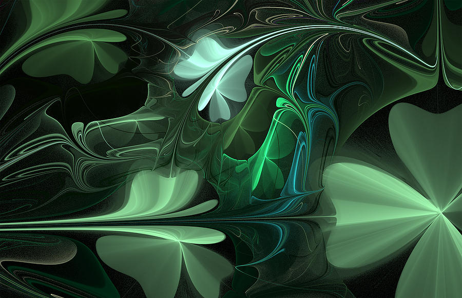 Abstract Digital Art - Green Clover Field by Barbara A Lane