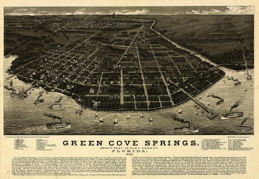 Map Painting - Green Cove Springs, county seat of Clay County, Florida by Norris