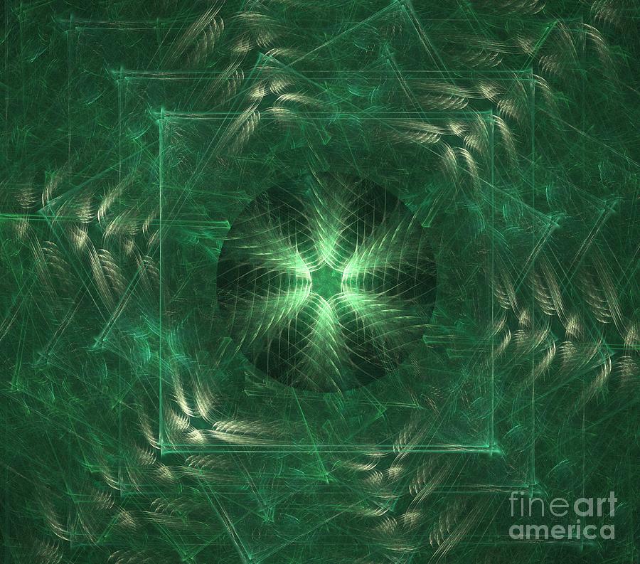 Abstract Digital Art - Green Cube Petals by Kim Sy Ok